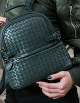 Kehli Mini Rucksack Metallic Gray Woven Leather