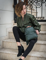 Kehli Mini Rucksack Metallic Gray Woven Leather
