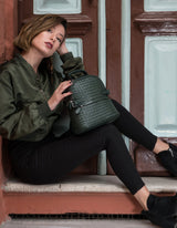 Kehli Mini Rucksack Metallic Gray Woven Leather