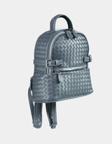 Kehli Mini Rucksack Metallic Gray Woven Leather