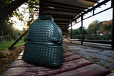 Kehli Mini Rucksack Metallic Gray Woven Leather