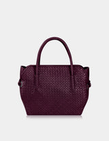 Pana Leather Diamond Weave Bag Bordeaux