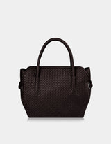 Napa Leather Diamond Weave Bag Dark Brown