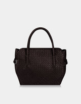 Napa Leather Diamond Weave Bag Dark Brown