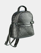 Kehli Mini Rucksack Metallic Gray Woven Leather