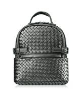 Kehli Mini Rucksack Metallic Gray Woven Leather