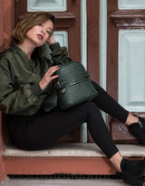 Kehli Mini Rucksack Metallic Gray Woven Leather