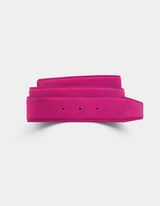 Marlo Magenta Suede Leather Polished Bright Buckle Belt