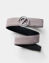 Marlo Warm Grey Suede Leather Dark Tone Buckle Belt