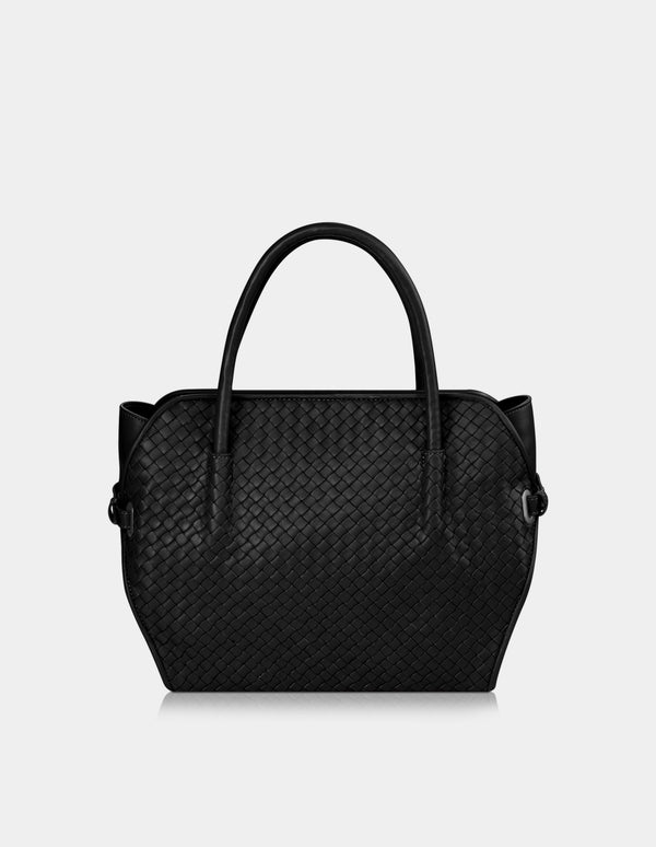 Pana Leather Diamond Weave Bag Black