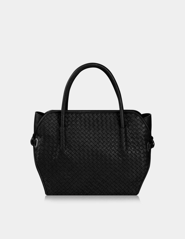 Pana Leather Diamond Weave Bag Black