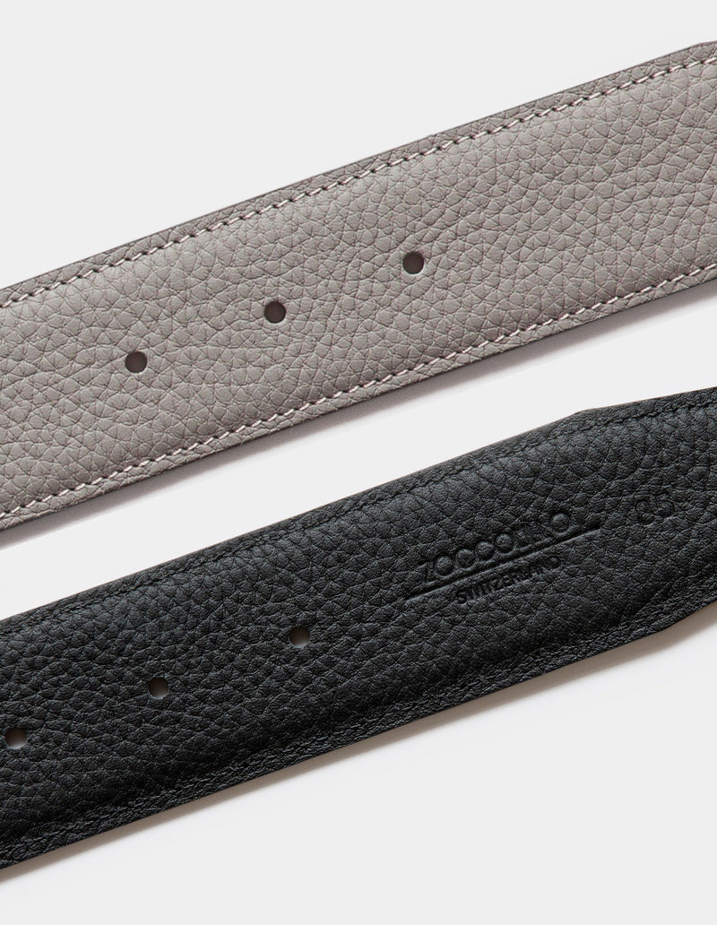 Marlo Warm Grey Calf leather Dark Tone Buckle Belt