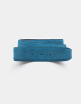 Marlo Cobalt Blue Suede Leather Polished Bright Buckle Belt