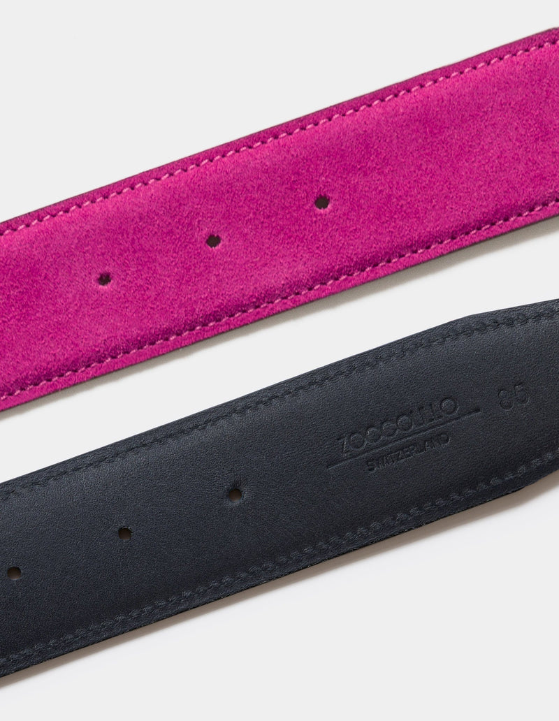 Marlo Magenta Suede Leather Polished Bright Buckle Belt